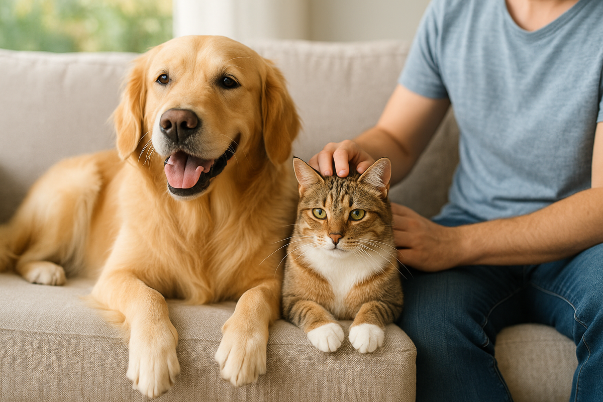 Chien et chat heureux